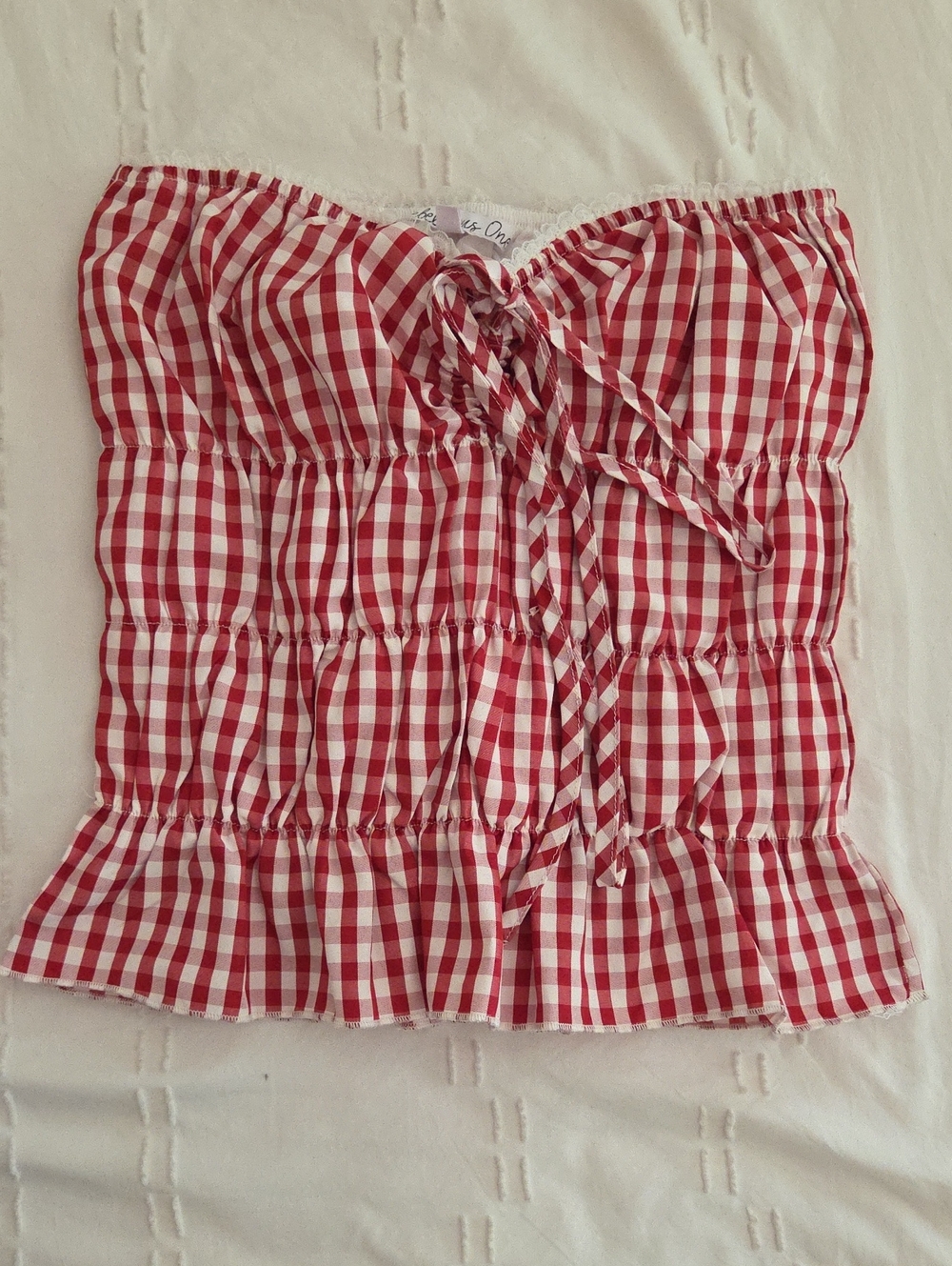 Rebellious One Red & White Gingham Smocked Mini Skirt